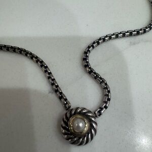 Vintage David Yurman Sterling silver and gold with pearl pendant. Circa 2001
